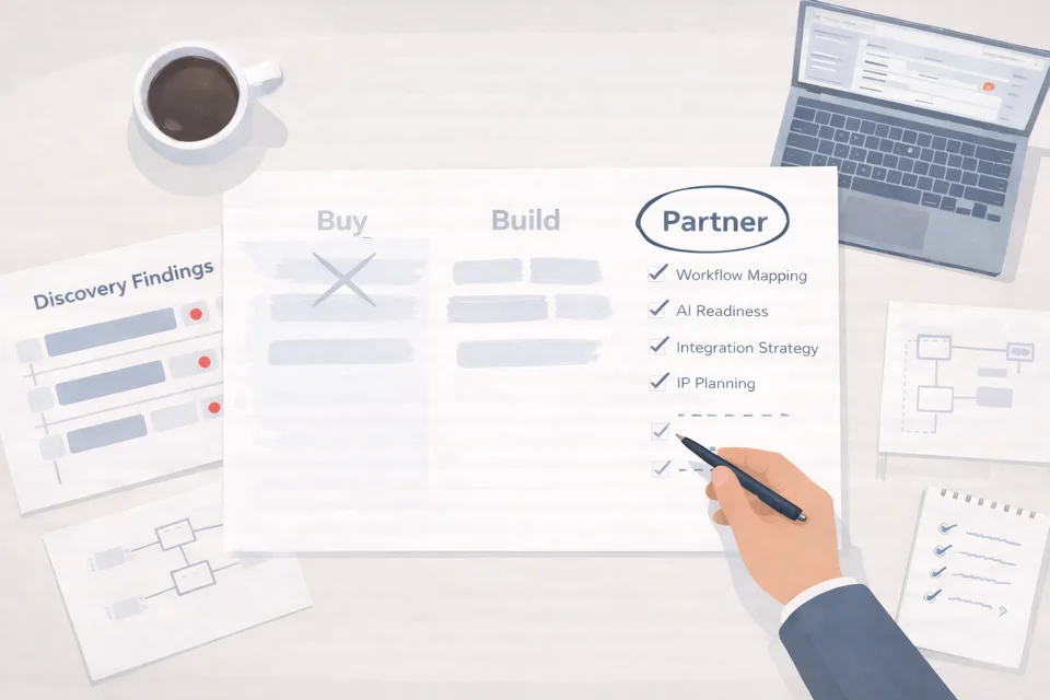 Buy, Build, or Partner? How to Handle Gaps You Find During Software Discovery in an AI World