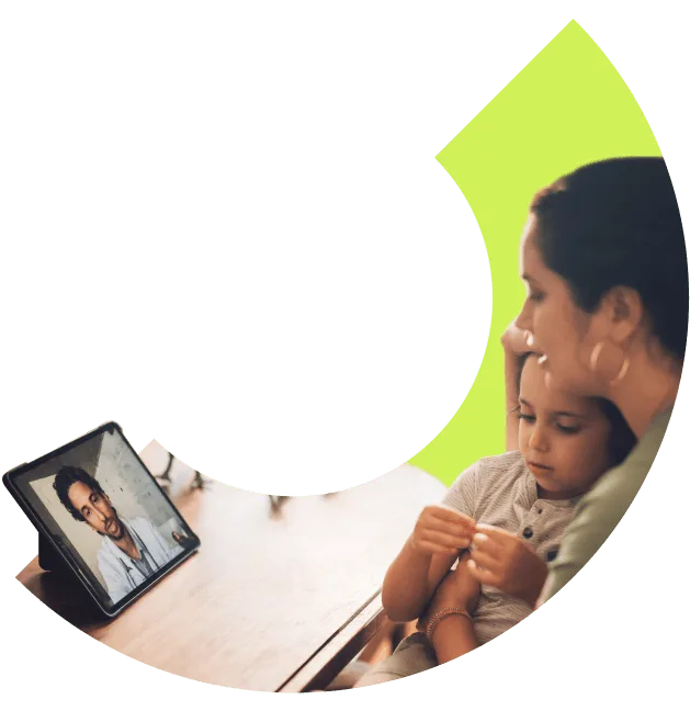 Digital front door woman with child doctor videocall