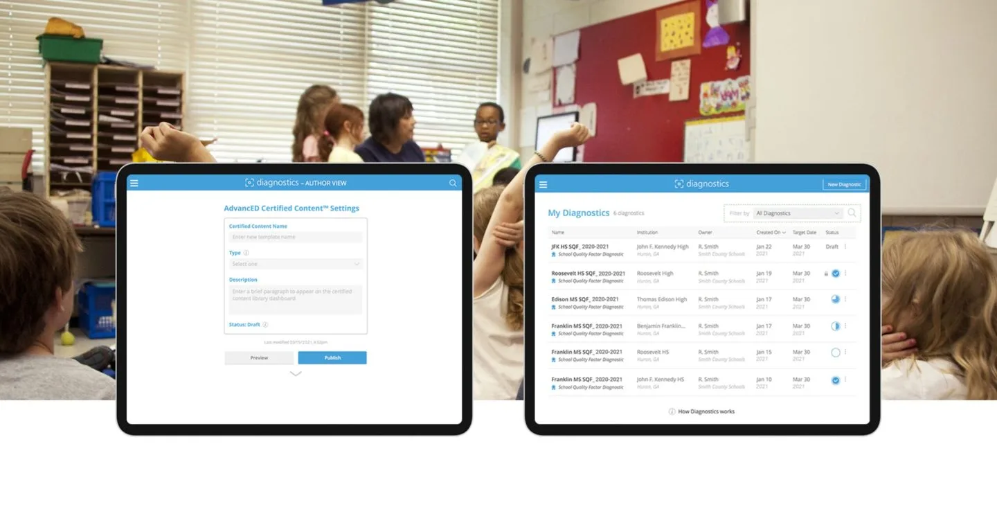 eProve Diagnostics application showing diagnostic completion interface with side navigation, progress indicators, and evidence attachment