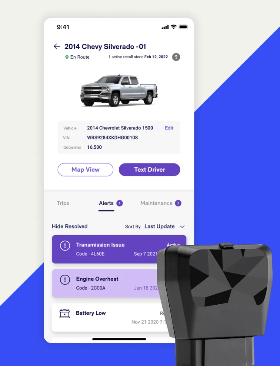 Kayo fleet management GPS tracker and mobile app