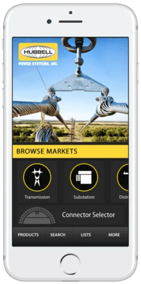 Hubbell Power Systems product catalog app