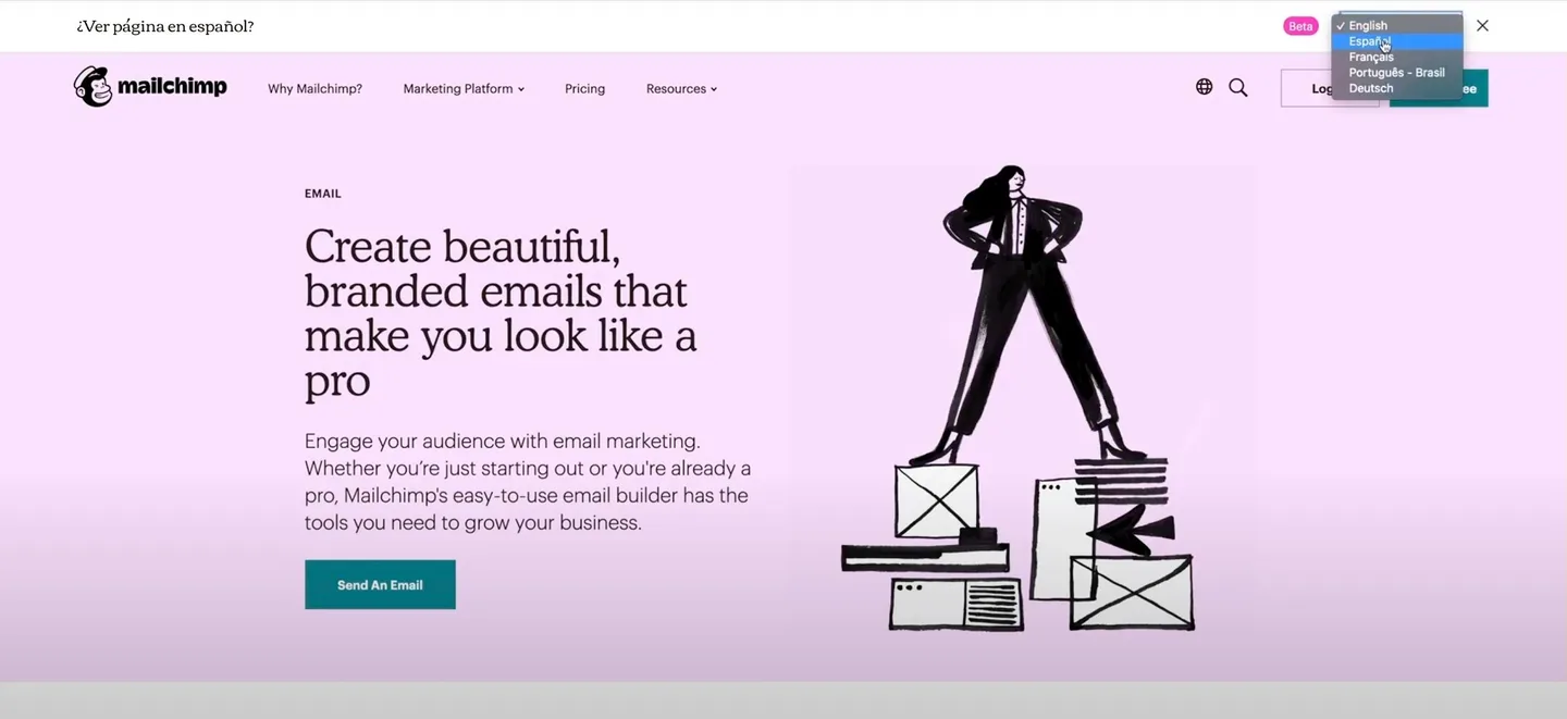Mailchimp internationalization and language selection