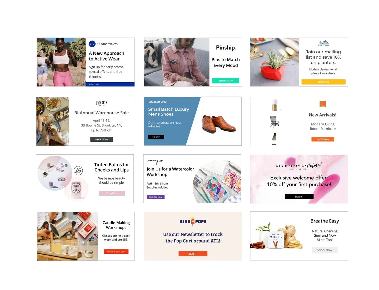 Ad template designs created for Mailchimp