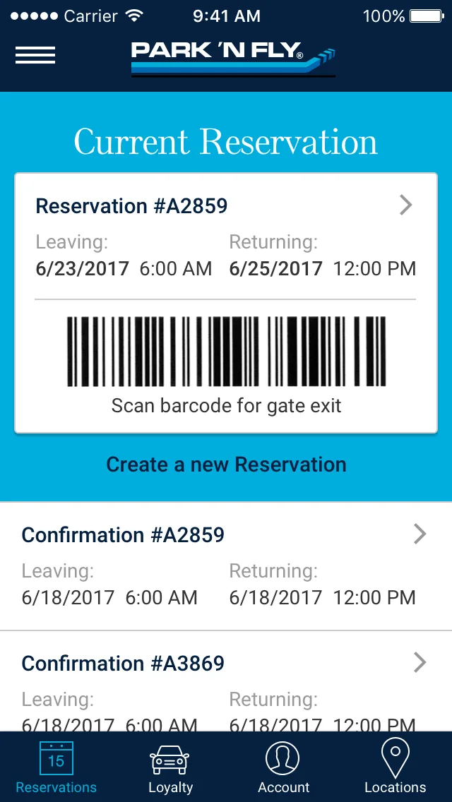 App wireframe: Barcode for exit gate scanning