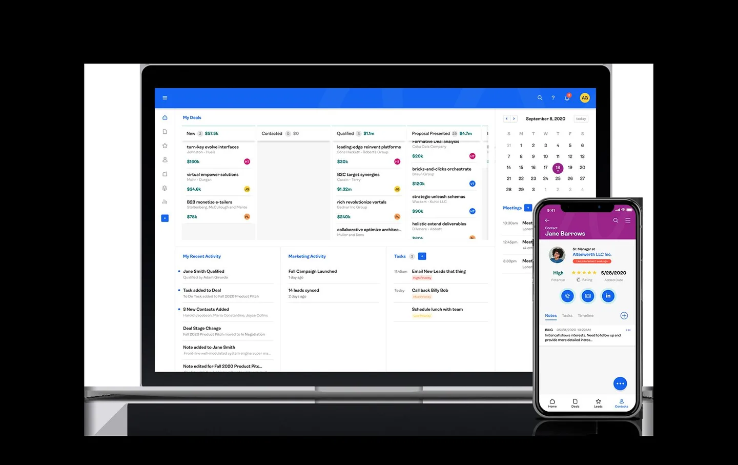 Tempo CRM desktop and mobile interface