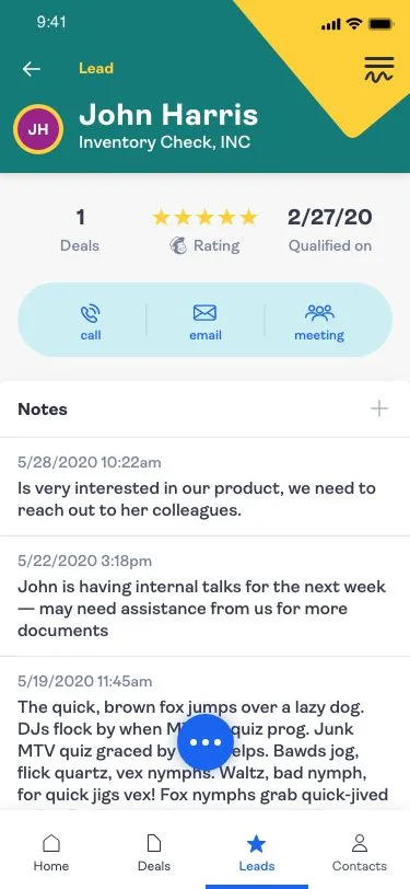 Tempo CRM visual design iteration
