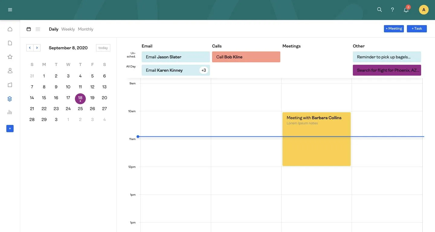Tempo CRM calendar and scheduling