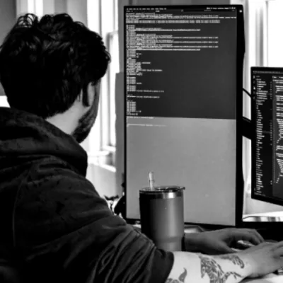 Our developer Vlad working on a React Native product