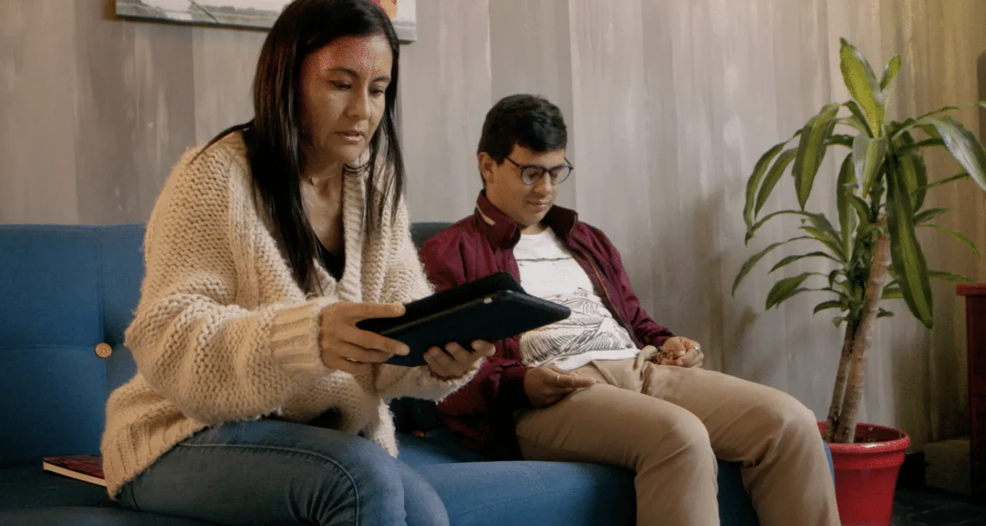 NeverAlone platform interface showing resident engagement and virtual care features