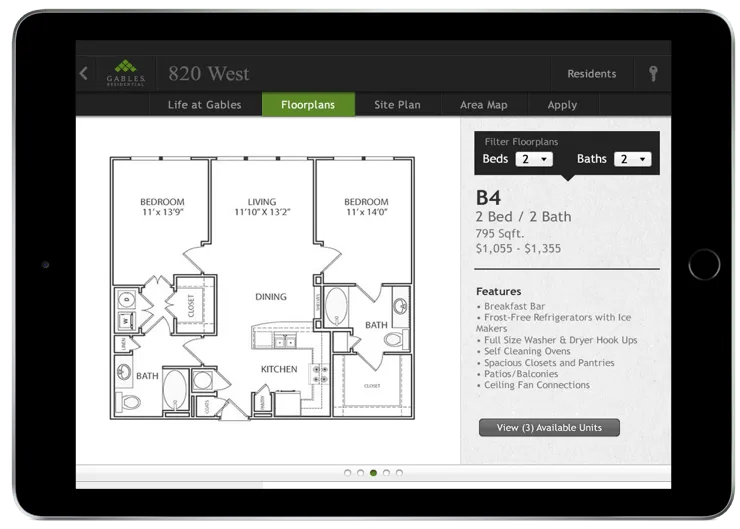 Floor plan view in Gables iPad app