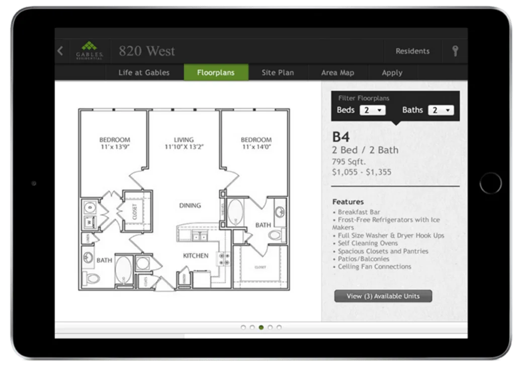 Gables Residential iPad leasing application
