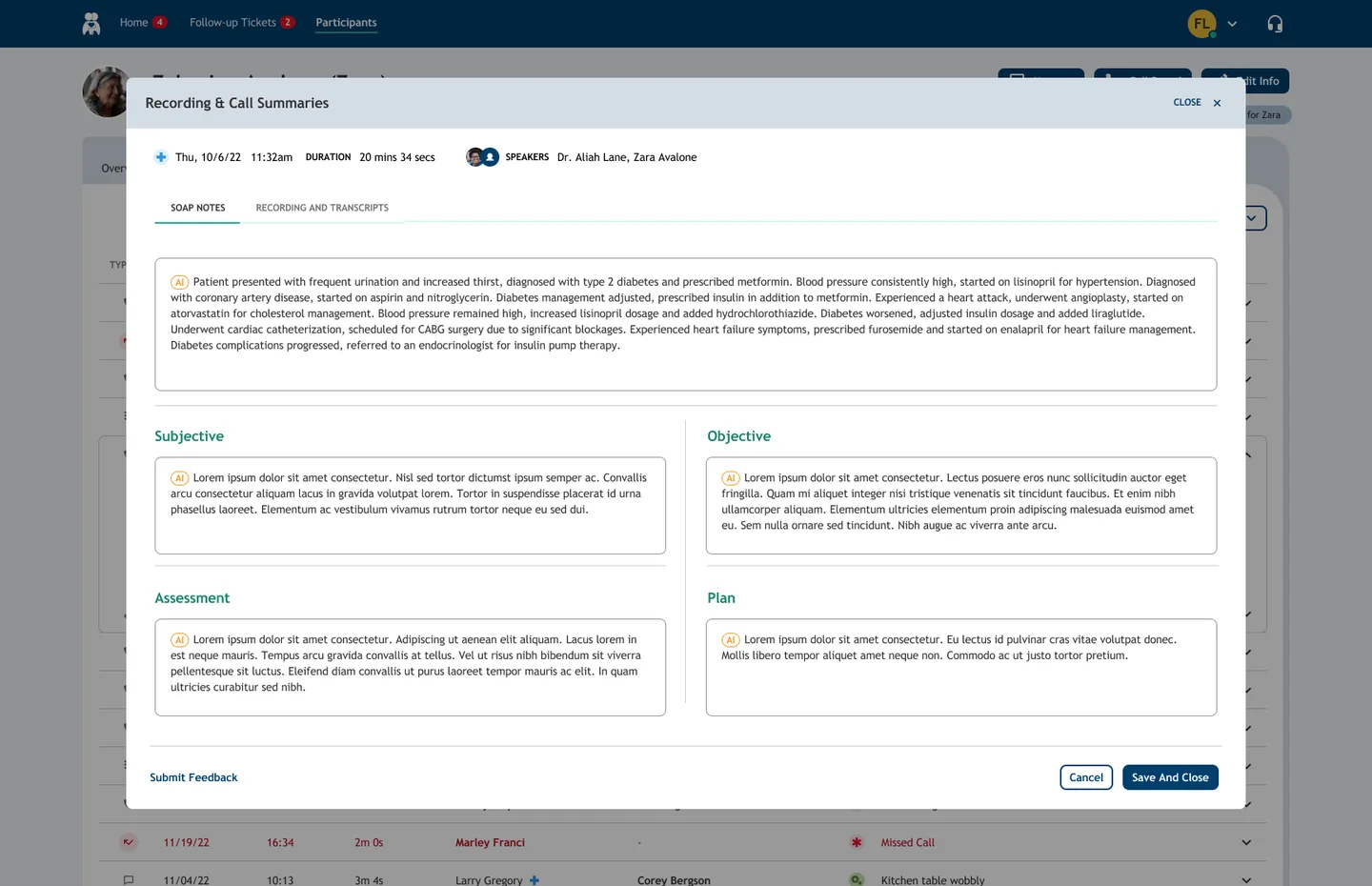 NeverAlone — SOAP Notes auto-generated from telehealth encounter