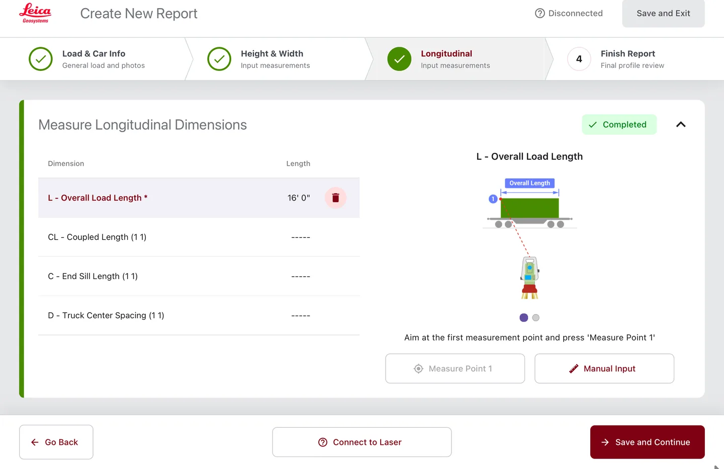 Rebuilt Leica Geosystems Safeload app on iPad — guided measurement wizard