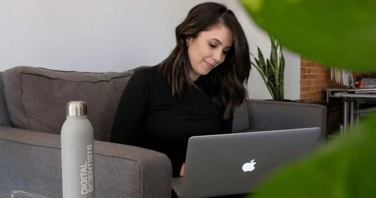 Woman working on laptop