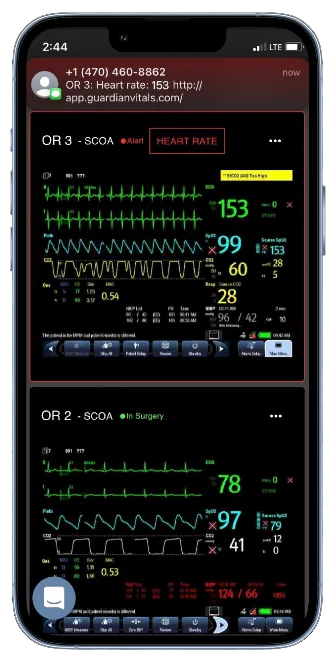 Guardian vital signs monitoring app — OR heart rate alert