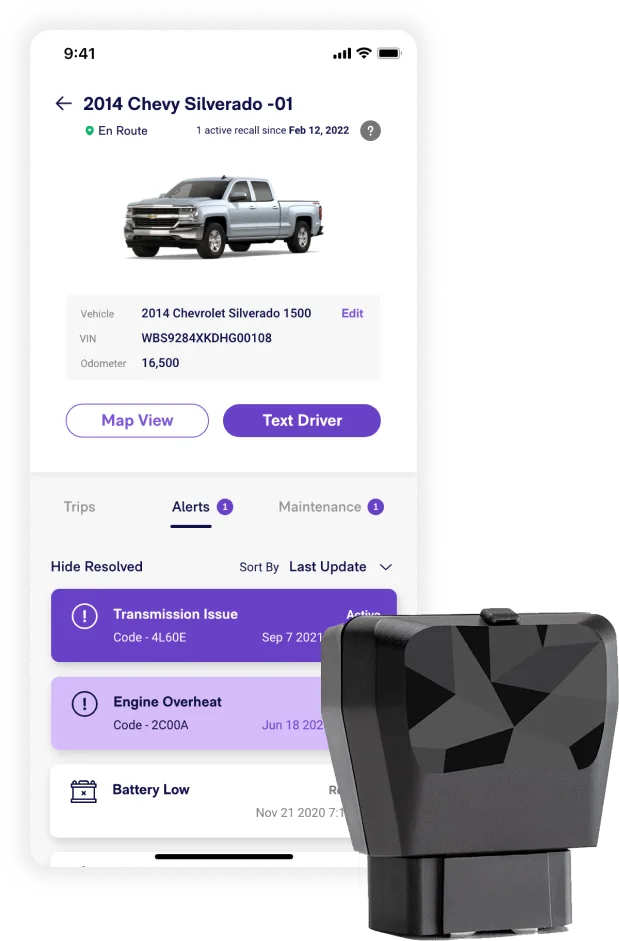Kayo fleet tracking app — vehicle route and driver status
