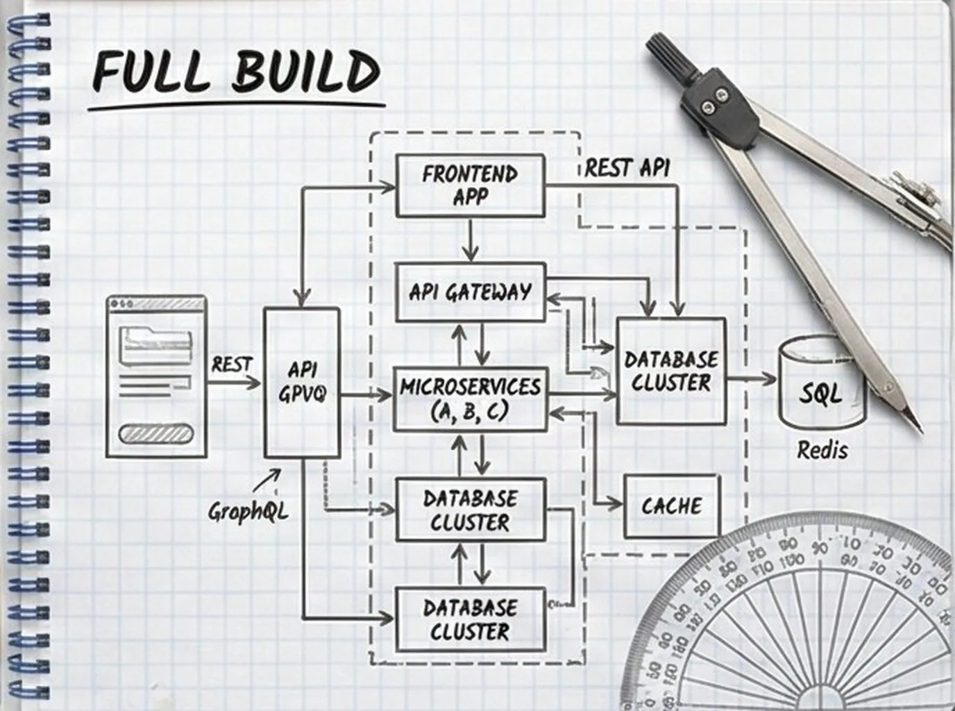 Full Build — scientific sketch of system architecture