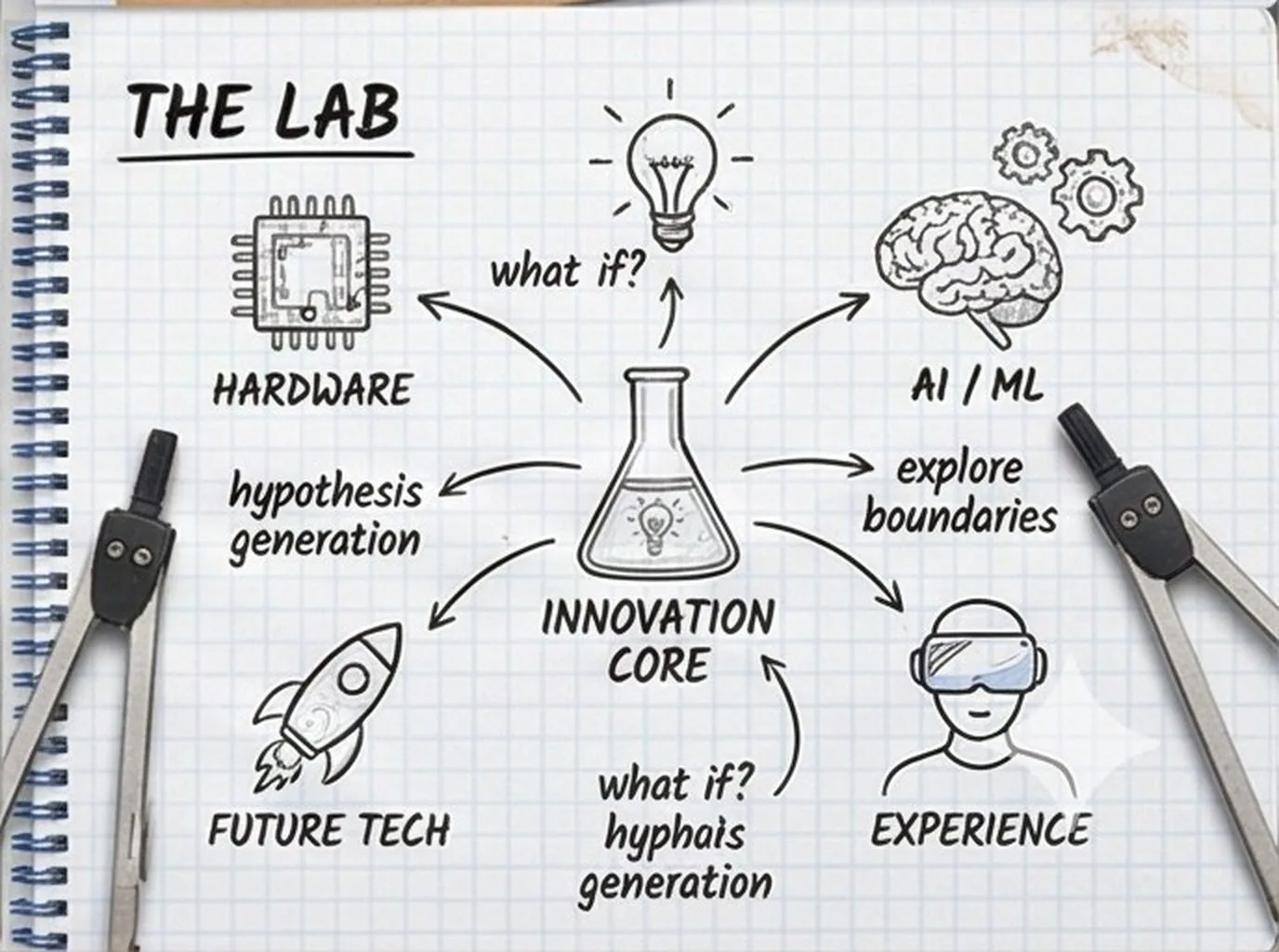 The Lab — scientific sketch of innovation mind map