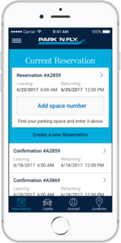 Current reservation - Park 'n Fly