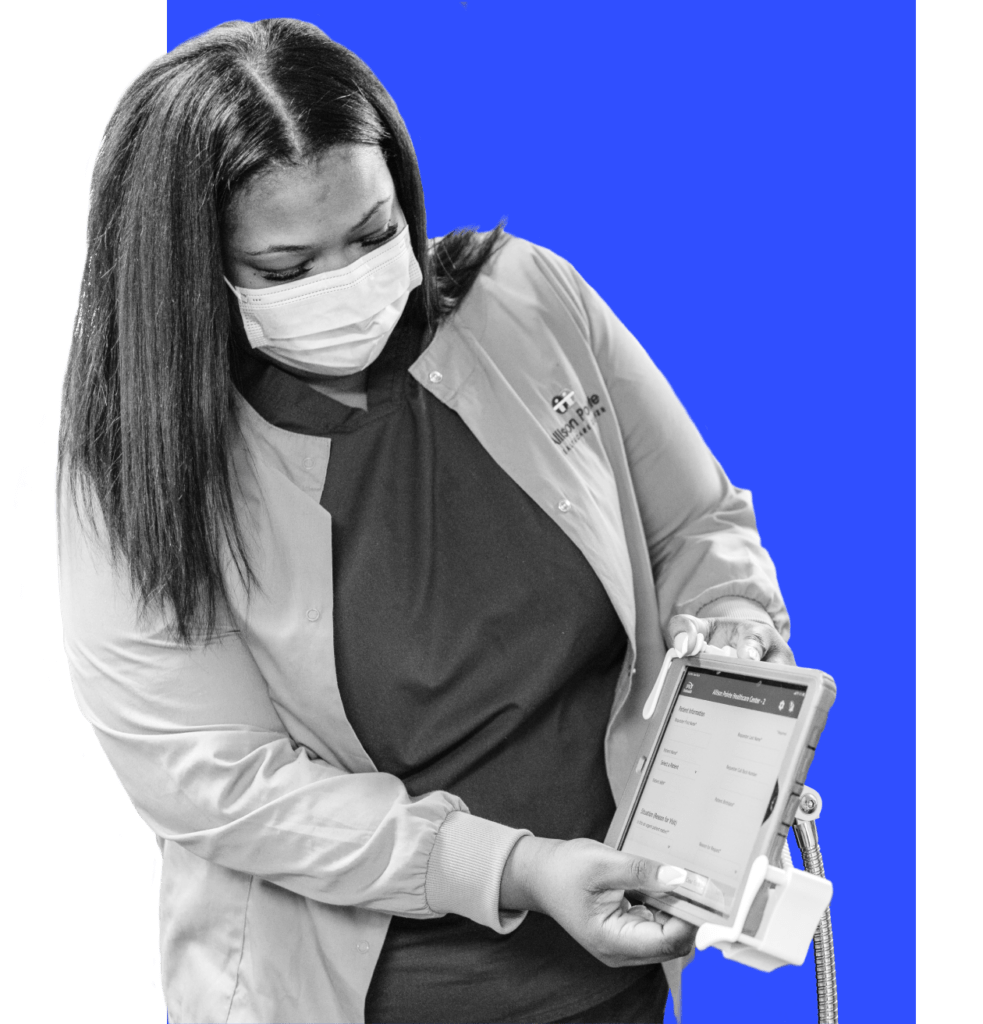 Nurse using telehealth app