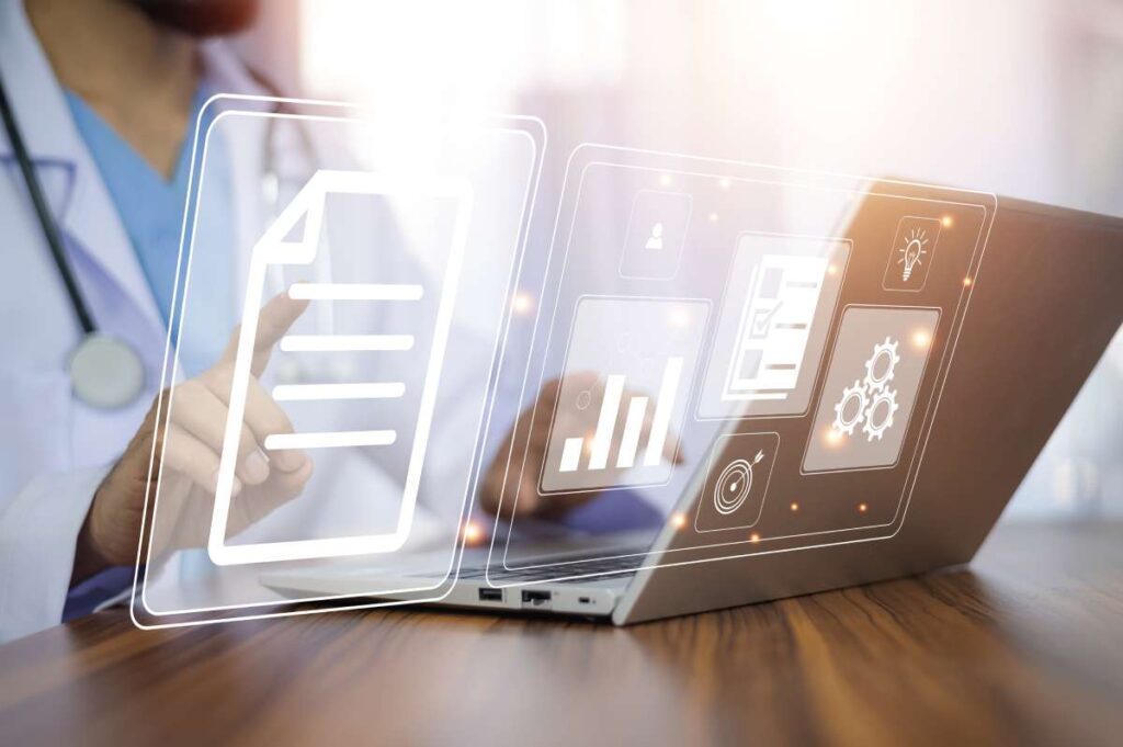 Doctor interacting with digital tools